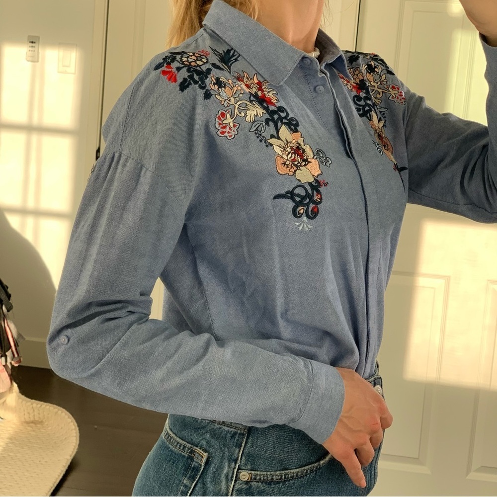 Tom Tailor Denim Embroidered Shirt - Size S - Picture 4 of 10